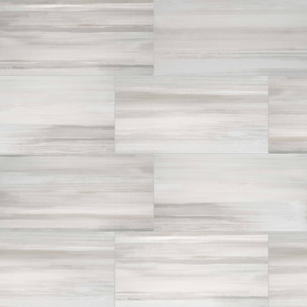 Water Color Grigio 12 In. X 24 In. Glazed Porcelain Floor And Wall Tile, 6PK